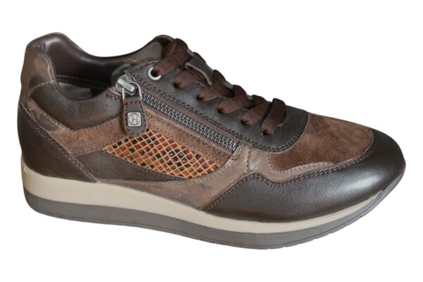 H102 Helioform sneaker met rits bruin combi